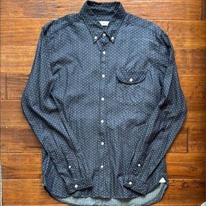 Oliver Spencer Men's Navy Blue Button-Up Shirt, Size Neck 16